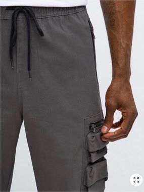Fashion Nova Men's Gray Cargo Pants with Drawstring
